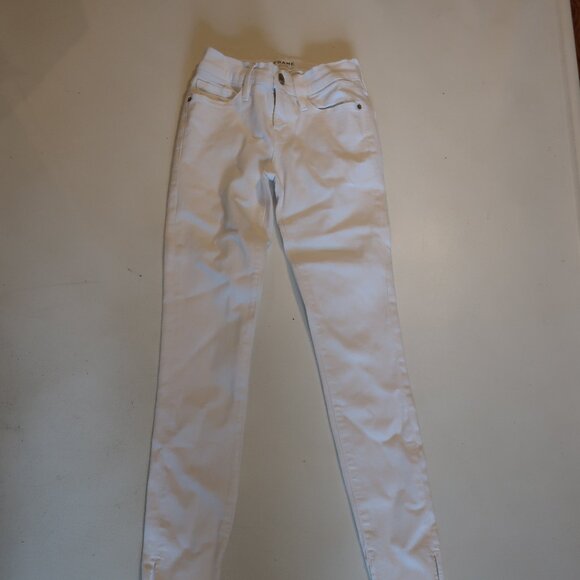 Womens Frame Denim Blanc White Le Skinny de Jeanne Raw Hem Ankle Slit Jeans 23 * - Picture 6 of 13